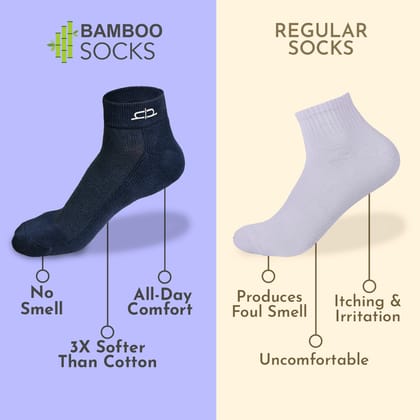 Bamboo Quarter Socks - 4 Pairs-Navy Blue | Off White | Grey | Black