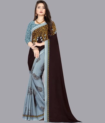 ANAND SAREES Georgette Printed Saree With Unstitched Blouse Piece ( Blue )