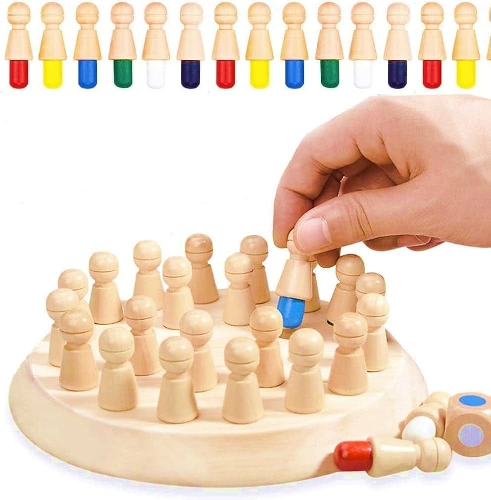 Wooden Memory Chess Color Matching Game Multi Player Family Board Games for Kids