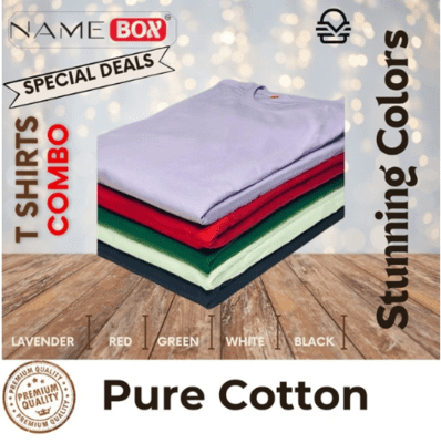 NameBox Pure Cotton T Shirts (Pack of 5), Size - 40 (M)