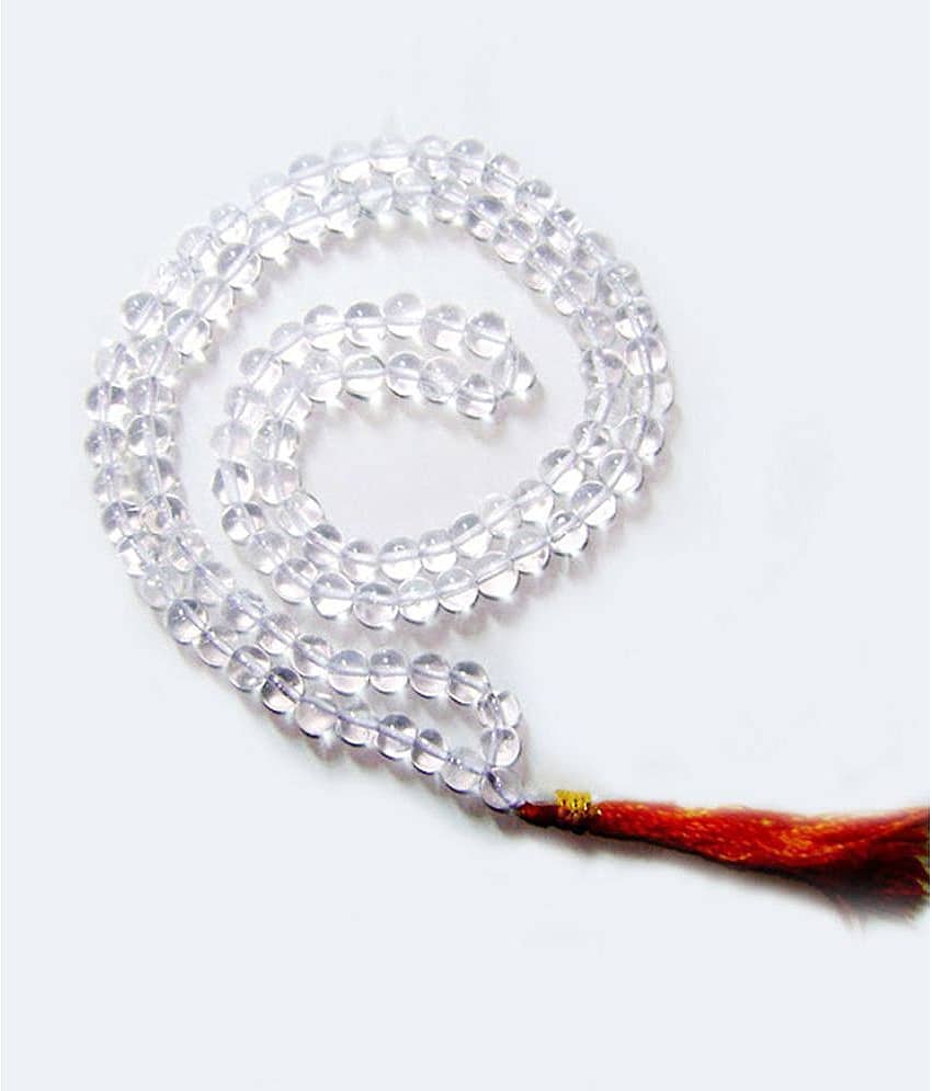 Snaya Collection Natural Rock Crystal Quartz Sphatik Rosary Mala