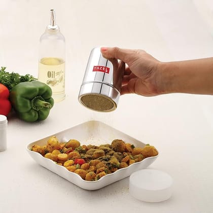 HAZEL Stainless Steel Powder Shaker with ABS Lid , 310 ML Rust-Proof Dredger , for Sugar, Flour, Spices, Cocoa, and More