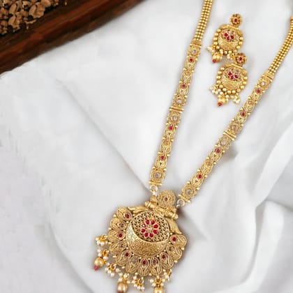 Traditional Brass Copper Jewellery Set With Earrings