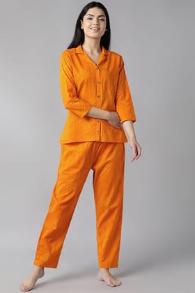 Orange Pure Cotton Solid Night Suit VNWK1013