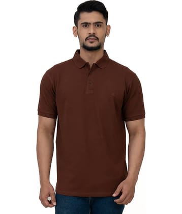 Cotstyle Pack of 1 Cotton Blend Regular Fit Solid Half Sleeves Men's Polo T Shirt ( Brown )