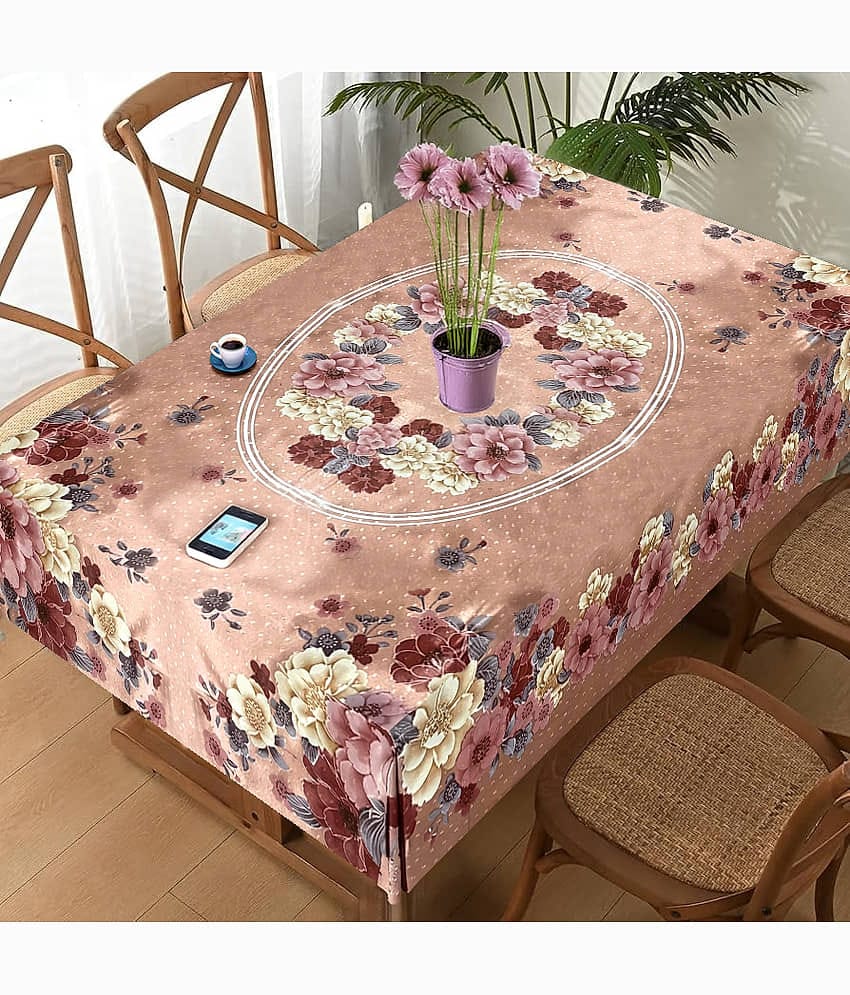 Crosmo Printed PVC 4 Seater Rectangle Table Cover ( 60 x 40 ) cm Pack of 1 Peach