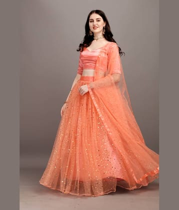 color bucket Blue Net Circular Semi Stitched Lehenga Single