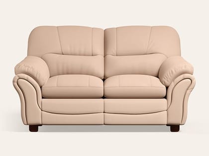 VenturaV2 2 Seater Synthetic Leather Sofa (1-Year Warranty, Solid Wood, Beige)