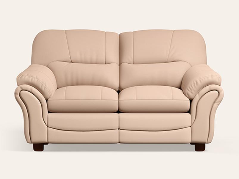 VenturaV2 2 Seater Synthetic Leather Sofa (1-Year Warranty, Solid Wood, Beige)