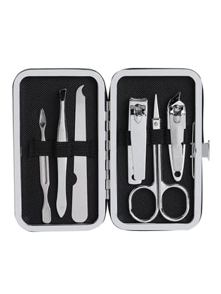 PREPT Premium Manicure Set 6 pcs, Stainless Steel, Portable Travel Grooming Kit for Men with Luxurious Black Case - California Proposition 65 listed - Lead free | Cadmium Free | Phthalates Free