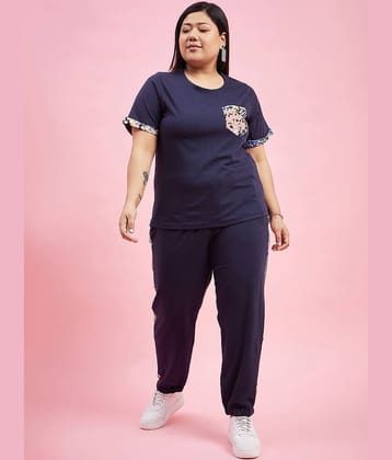 AUSTIVO Women Solid Top With Joggers Co-Ord Set ( Navy )