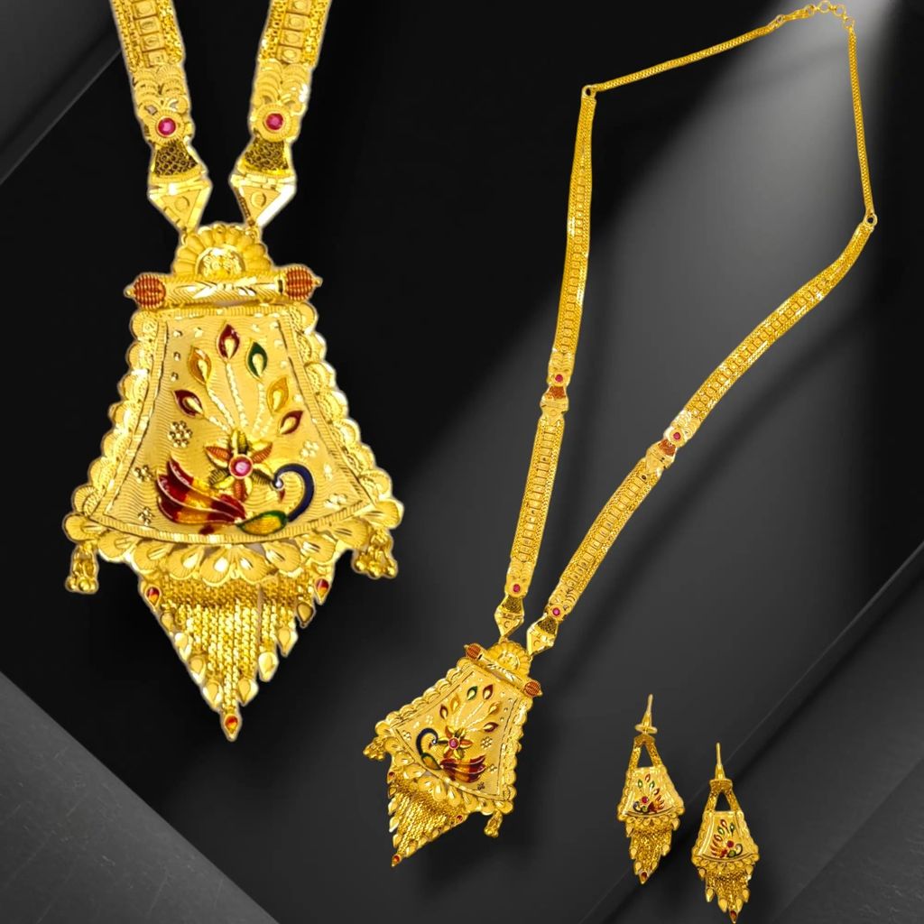 Gold-Plated Peacock Necklace Set with Earrings for Women
