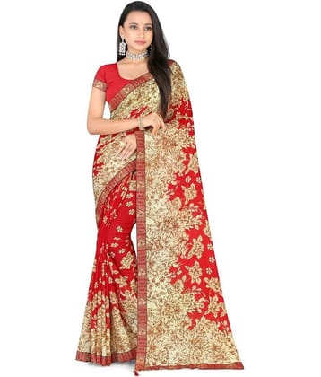 LEELAVATI Georgette Printed Saree With Unstitched Blouse Piece ( Multicolor )