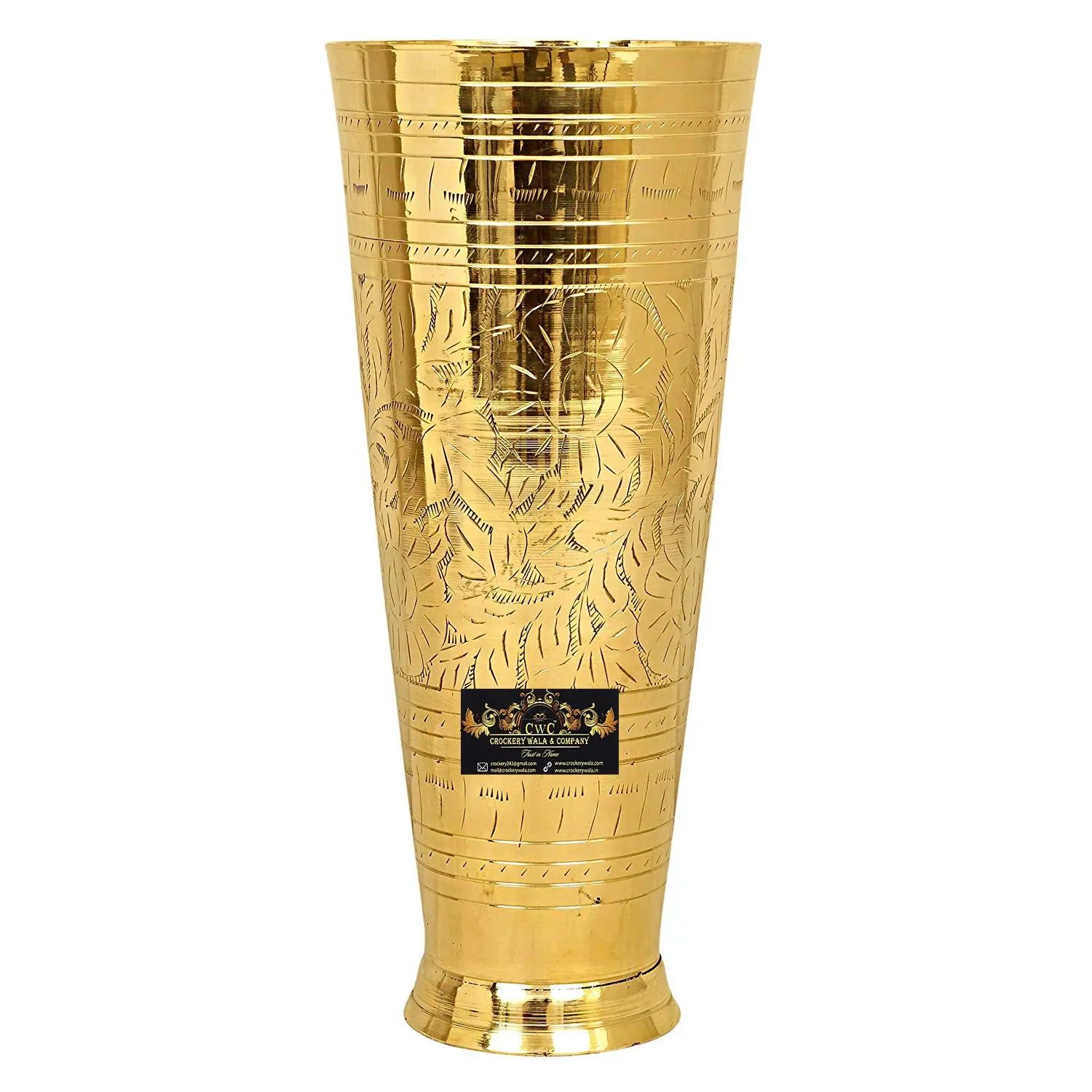 Pure Brass Punjabi Flower Embossed Lassi Glass Tumbler 1050ml