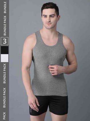 Men's Pack of 3 Solid Combed Cotton Vest