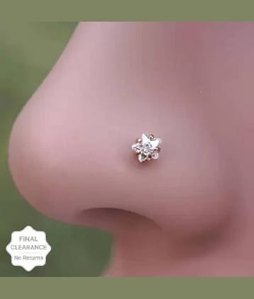 Renu Creation Very Beautiful GoldPlated 1 NUG White Nose Pin Weding Ring Fashion Gift Jewelry Gold-plated Plated Alloy, Brass, Metal Nose Stud