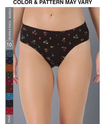 Dollar Lehar Super Combed Cotton Women's Printed Hipster Panty - Pack of 10 - (Print May Vary)