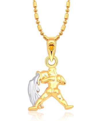Vighnaharta Zodiac sign AQUARIUS (Kumbh Rashi) Gold and Rhodium Plated Alloy Pendant for Men and Women -[VFJ1272PG]