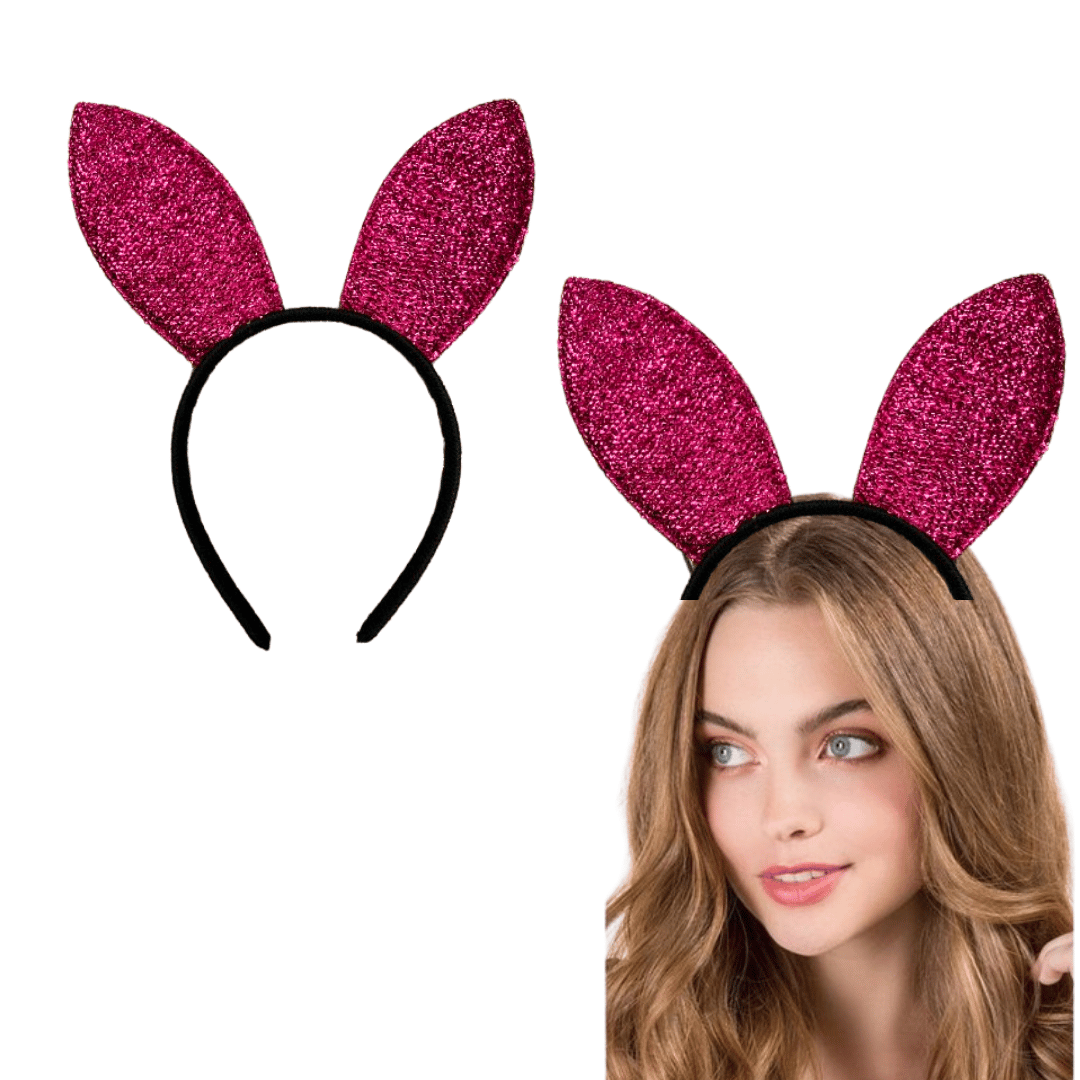 Wanna Party Play Boy Bunny Ears Shimmery Hot Pink Headband - 1PC