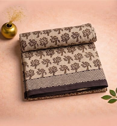Bagh Hand Block Printed Cotton Saree – Traditional Natural Dye Drape