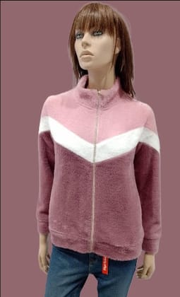 Women Pink And Wine Front Open Full Sleeve  Winter Jacket-486 / Pink And Wine / M