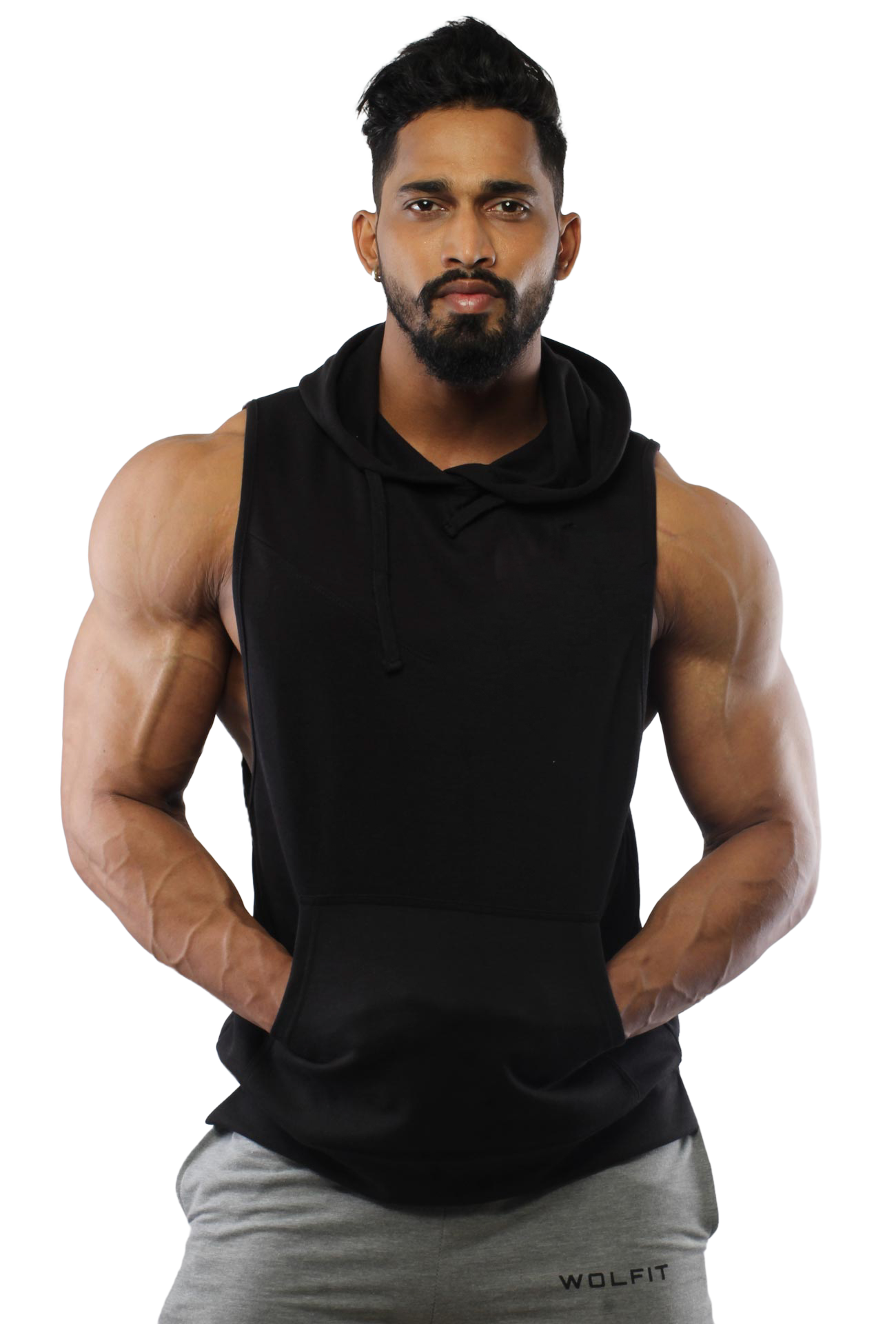 HOT BUTTON Solid Sleeveless Gym Vest Hoodie for Men - Stylish Workout Sleeveless Hooded T-Shirt