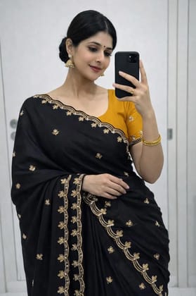 Pure Chinon saree with handwork work in all over saree with multi work
