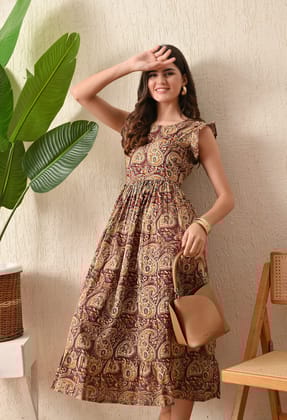 Brown Boho Dress-S