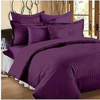 300 TC 100 Cotton King Size Satin Striped Double Bedsheet with 2 Pillow Cover