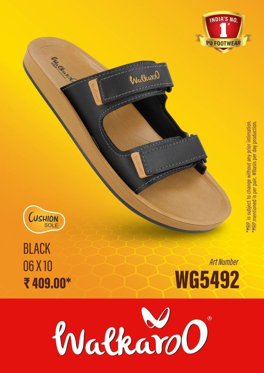 Walkaroo WG5492 Black No 10 Mens Slides