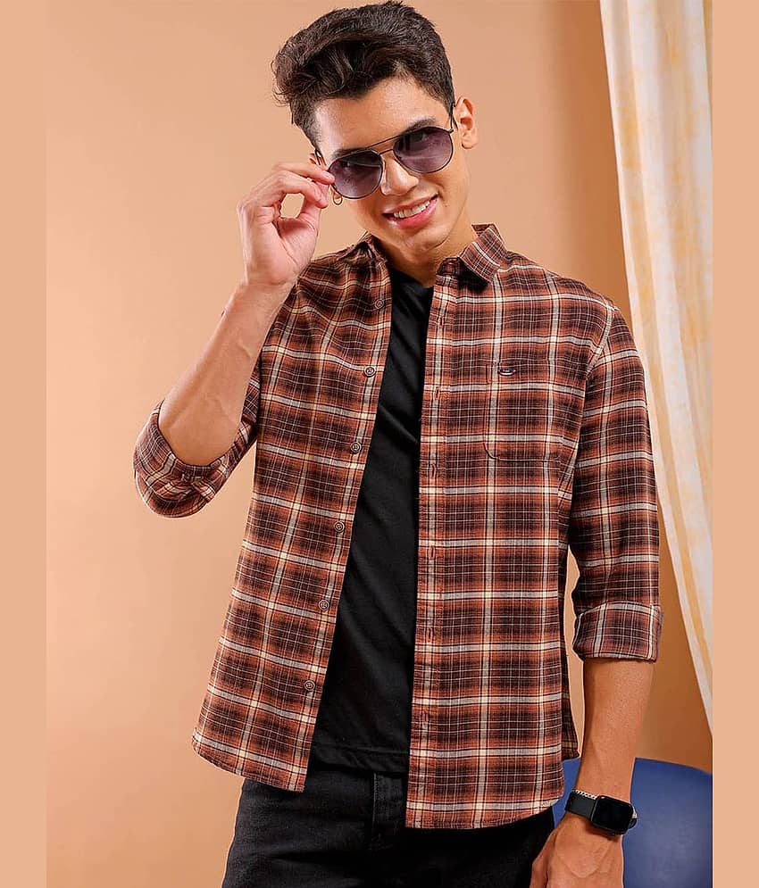 The Indian Garage Co Slim Fit Opaque Checked Cotton Casual Shirt