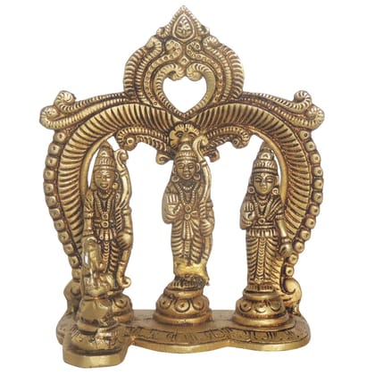 Brass Ram Darbar Statue | Antique Finish Ram Parivar Idol, Height : 5.5 Inch (BSMAS1394 E)