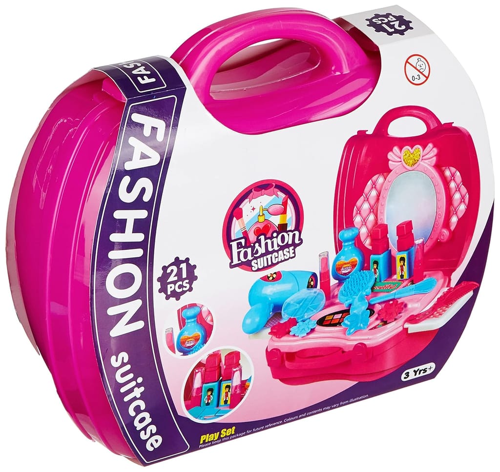 Makeup Set for Girls | Lightweight Portable Plastic Suitcase Kit | Ideal for 3+ Years Kids | Non-Toxic | Kid-Friendly | Pink...