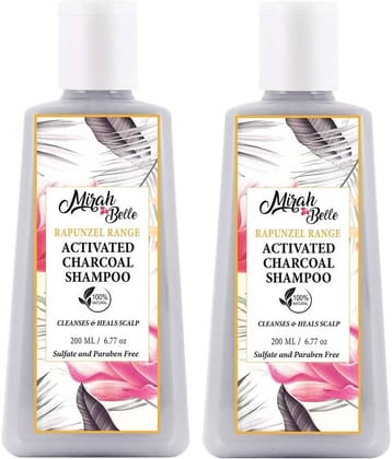 Mirah Belle Natural & Organic - Activated Charcoal Cleansing & Healing Scalp-  Paraben Free Shampoo 200 mL Pack of 2