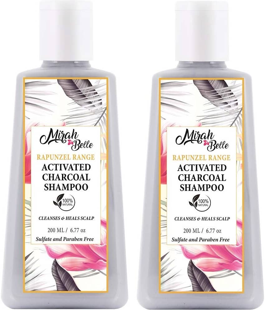 Mirah Belle Natural & Organic - Activated Charcoal Cleansing & Healing Scalp-  Paraben Free Shampoo 200 mL Pack of 2