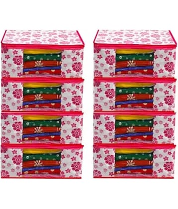 Non-Woven Saree Cover Cloth Storage & Organizer ( Pack of 8 ) Red Multi Saree Cover