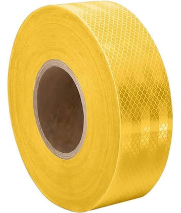 Yellow Reflective Radium Waterproof Warning Tape For road safety Yellow Single Sided Others ( Pack of 1 )