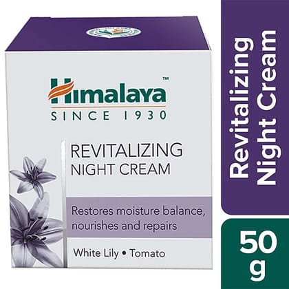 Himalaya Revitalizing Night Cream - White Lily & Tomato, For Dry To Combination Skin, Free From Alcohol & Parabens, 50 G