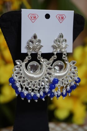 Blue colour chandbali Earring-One Size