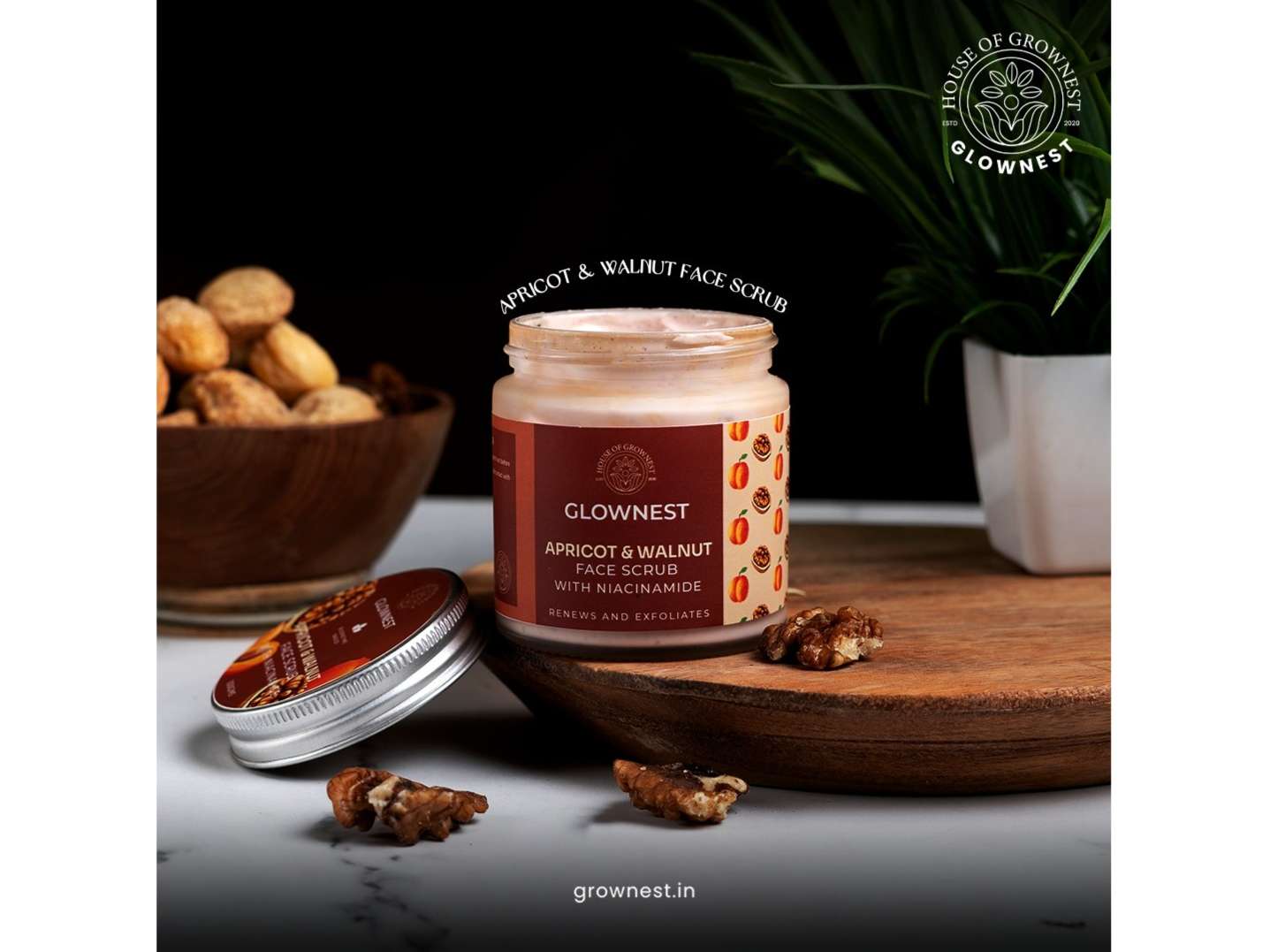Grownest Bioenzyme Based Apricot & Walnut Face Scrub with Niacinamide (100g)