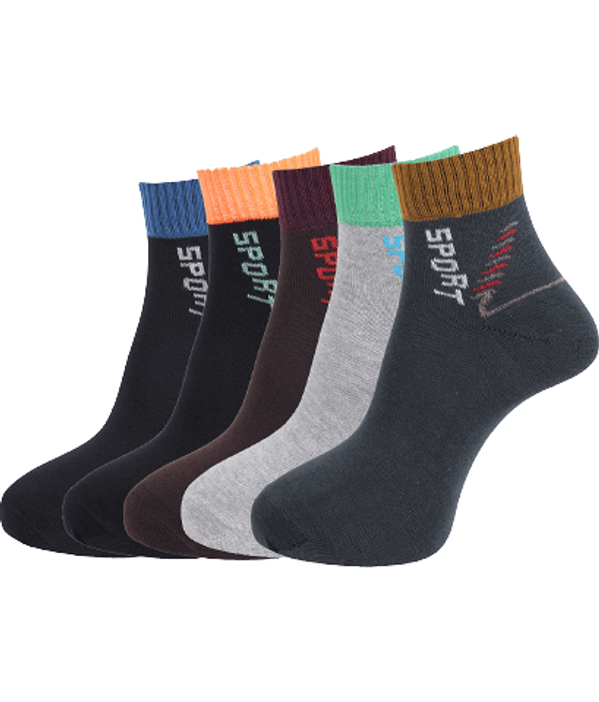 Dollar - Cotton Men's Printed Multicolor Ankle Length Socks ( Pack of 5 )