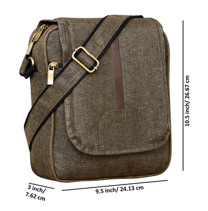 Khaki Stylish Linen Textured Cross Body Sling Bag For Men SL08