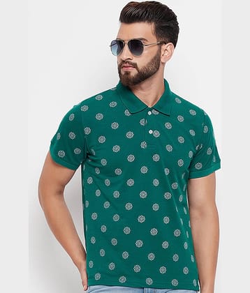 VERO AMORE Pack of 1 Cotton Blend Regular Fit Printed Half Sleeves Men's Polo T Shirt ( Teal Blue )