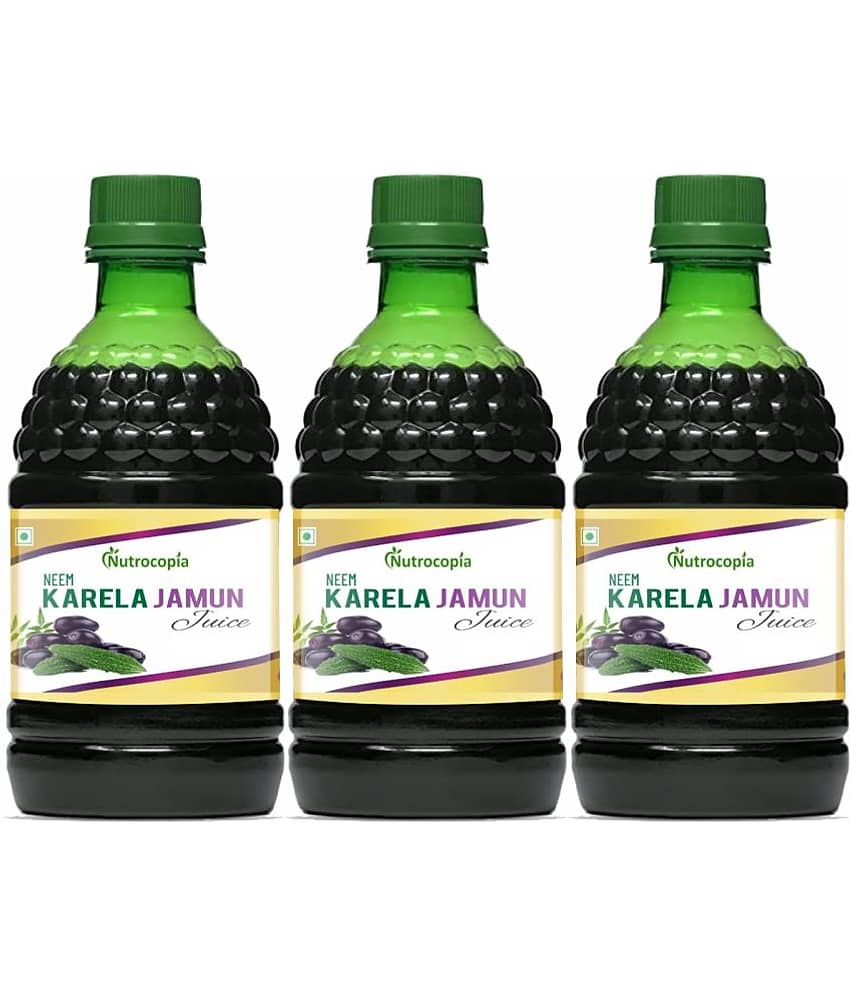 NUTROCOPIA Neem Karela Jamun Juice for Diabetes - 400 ml, Ayurvedic Diabetic Care Juice, Helps Maintain Healthy Sugar Levels, Immunity Booster Juice for Skin Care & Natural Detox Pack of 3