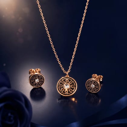 Elegant Geometric Pattern Necklace Set with Crystal Accent Party Wear for Women