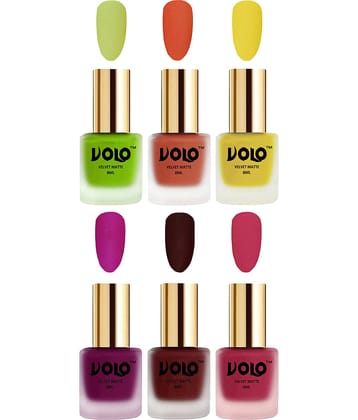 VOLO Velvet Dull Matte Posh Shades Nail Polish Multi Pack of 6 48 mL