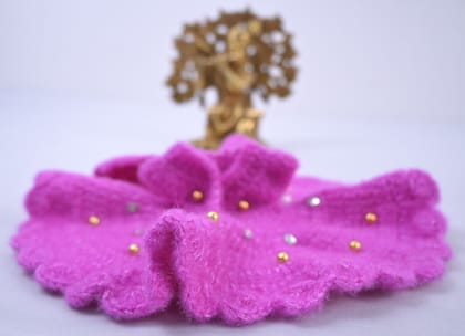Purple Woolen Stone Studded Handcrafted Laddu Gopal Dress Set