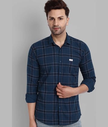 MAJESTIC MAN 100% Cotton Slim Fit Checks Full Sleeves Men's Casual Shirt - Navy Blue ( Pack of 1 )