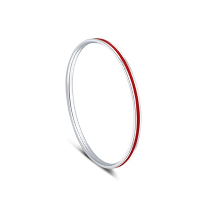 Red Elegance 1 Line Silver Kada for Women-2.1”