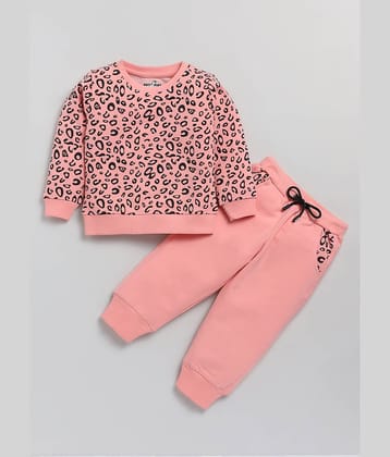 CUTOPIES Pack of 1 Boys Cotton Sweatshirt & Trackpant Set ( Peach )